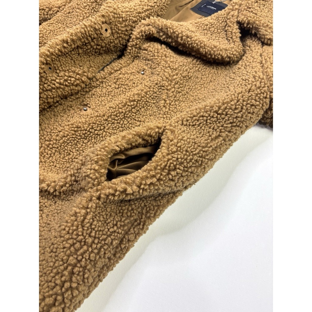 Lucky Brand Faux Fur Long Coat Women's XL Brown Teddy Sherpa - Picture 10 of 13